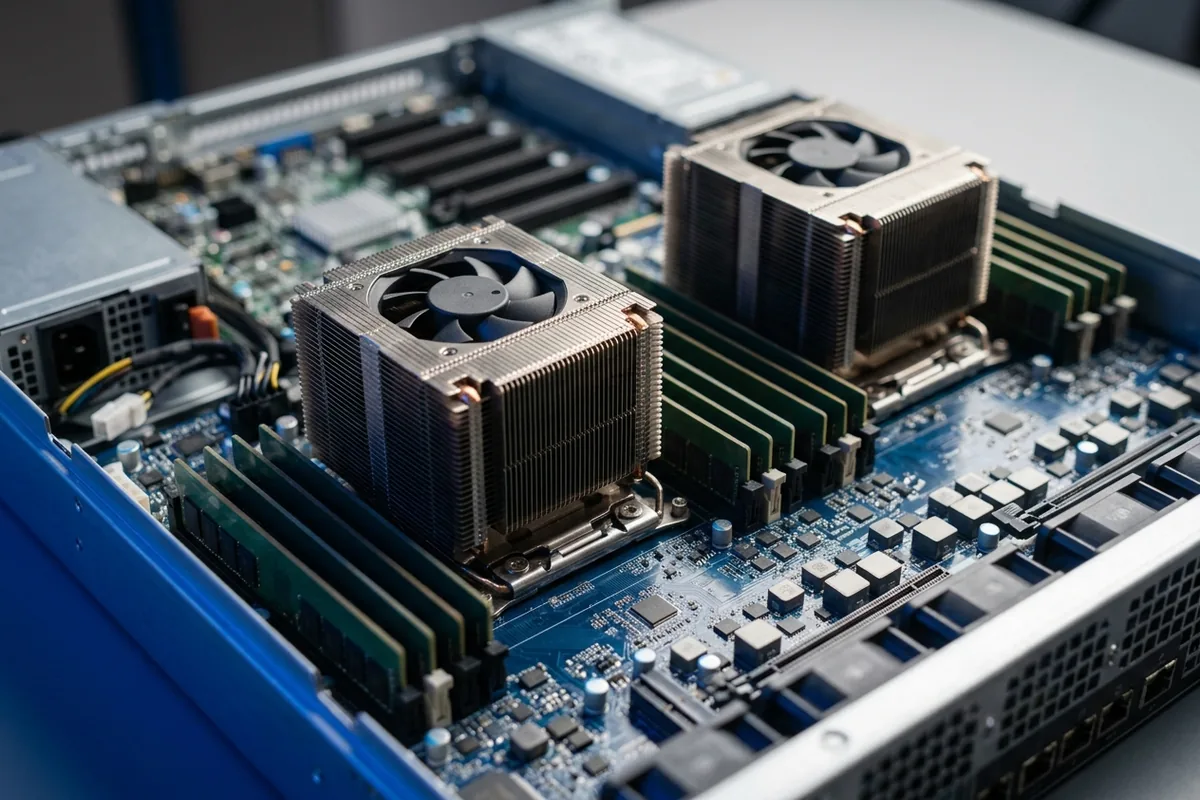 مادربرد سرور نسل ۱۲ با دو پردازنده و ماژولهای رم DDR5